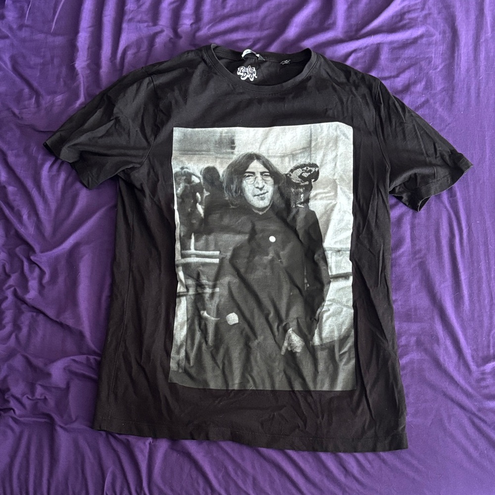 John Lennon (the Beatles) Black Graphic T-Shirt